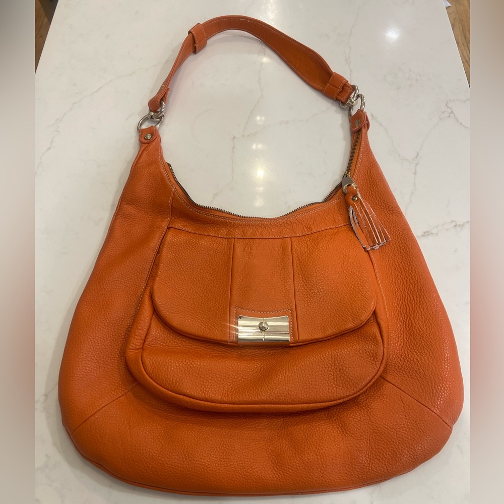 Pulicati Orange Leather Hobo Bag